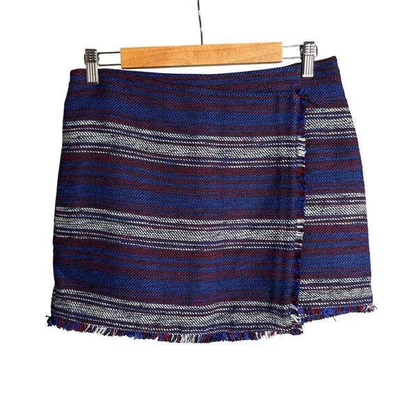 Joie Genae Fringed Mini Skirt Dark Navy Multi Size 4 NWT - Picture 5 of 7